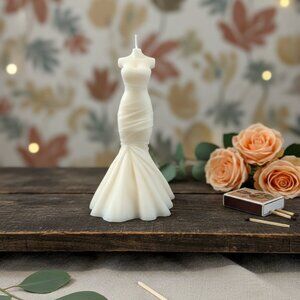 Wedding Dress Candle | Hand-Poured Soy Wax Bridal Sculpture